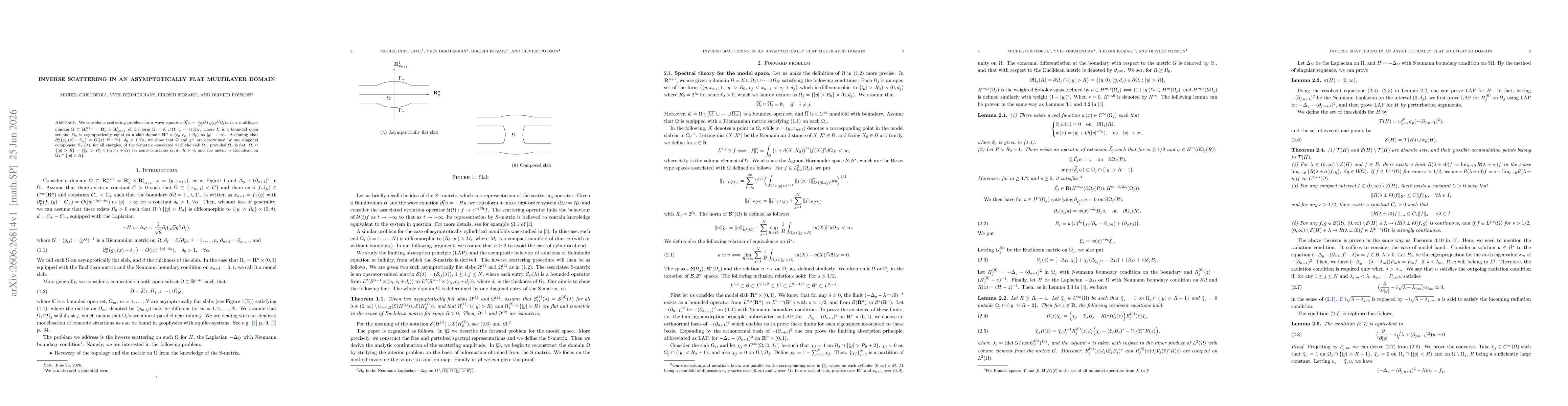Thumbnail for Inverse scattering in an asymptotically flat multilayer domain