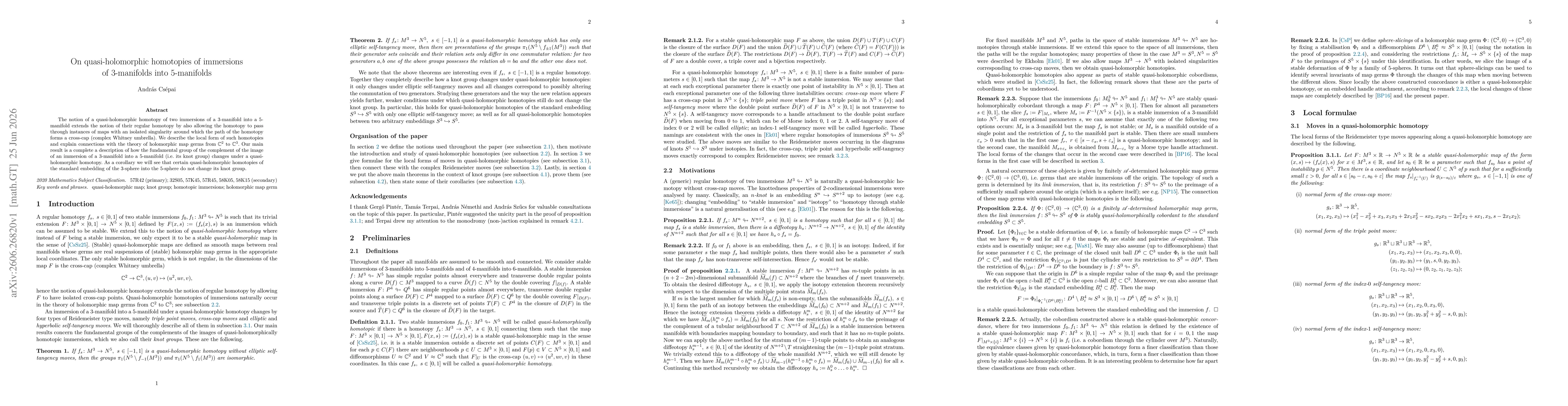 Thumbnail for On quasi-holomorphic homotopies of immersions of 3-manifolds into 5-manifolds