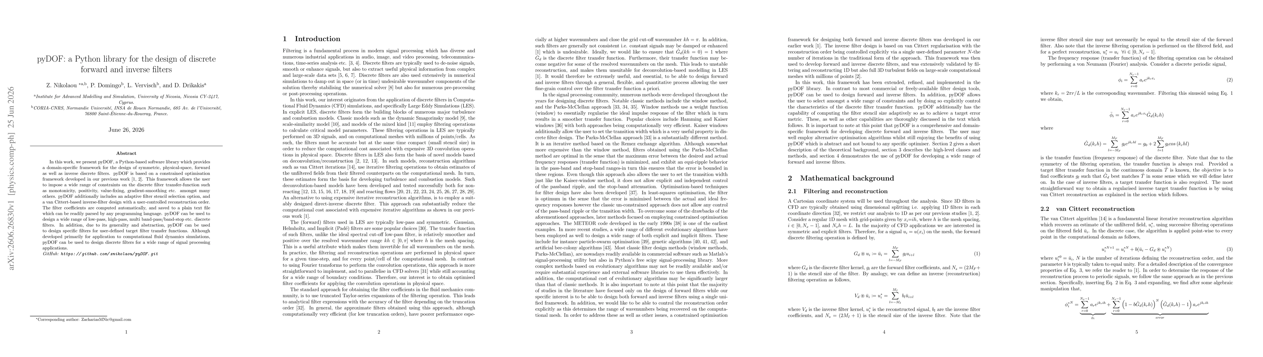 Thumbnail for pyDOF: a Python library for the design of discrete forward and inverse filters