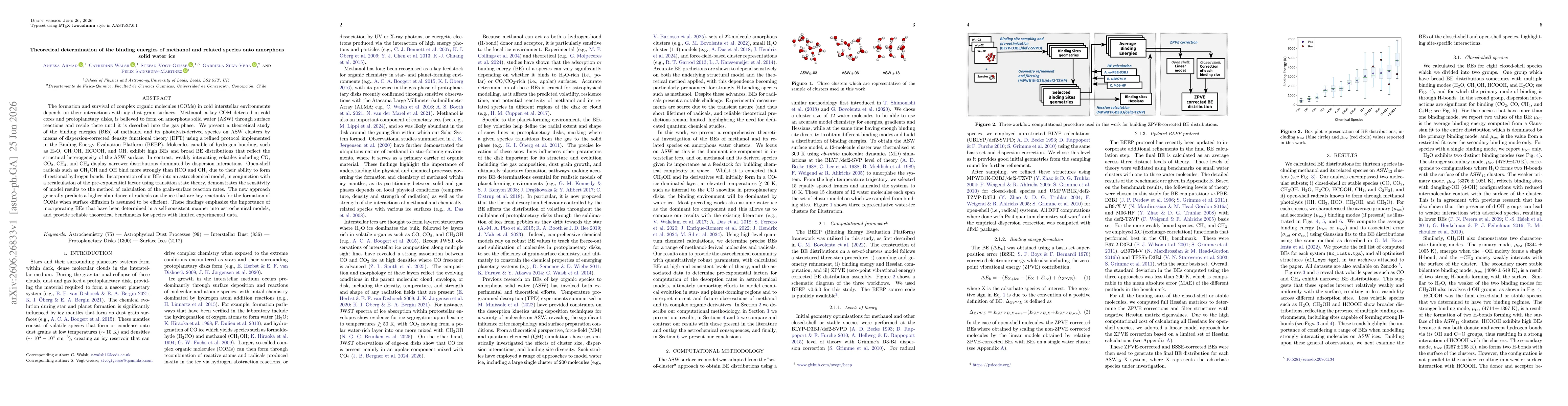 Thumbnail for Theoretical determination of the binding energies of methanol and related species onto amorphous solid water ice