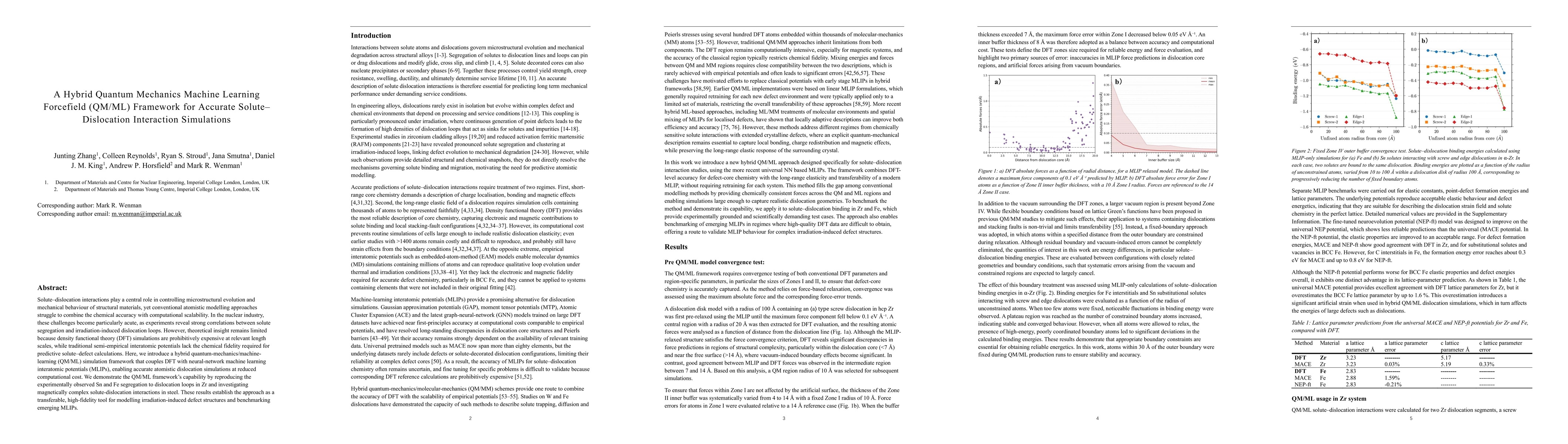 Thumbnail for A Hybrid Quantum Mechanics Machine Learning Forcefield (QM/ML) Framework for Accurate Solute-Dislocation Interaction Simulations
