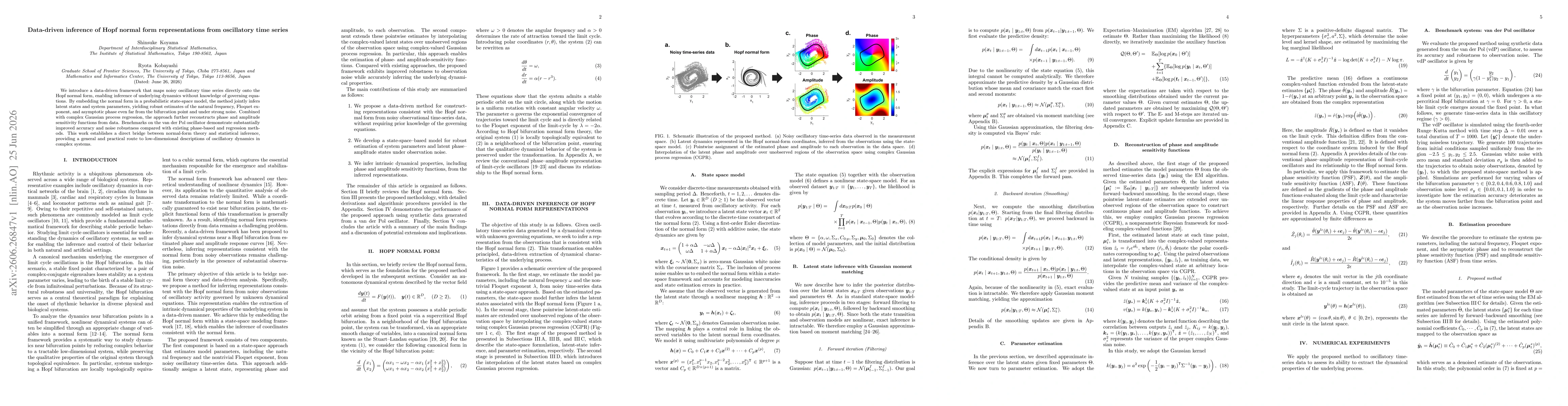 Thumbnail for Data-driven inference of Hopf normal form representations from oscillatory time series