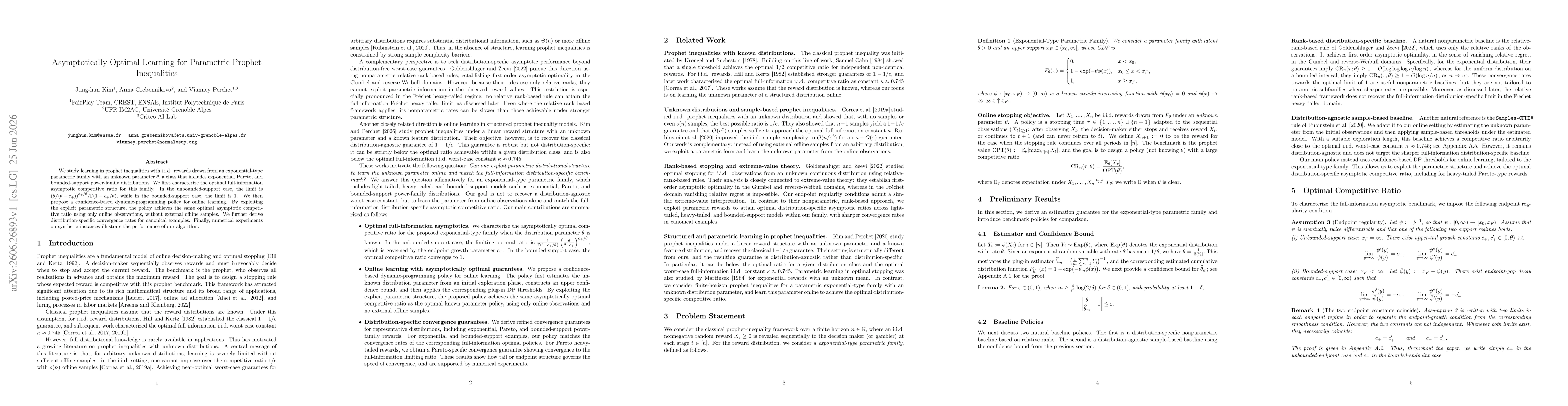 Thumbnail for Asymptotically Optimal Learning for Parametric Prophet Inequalities