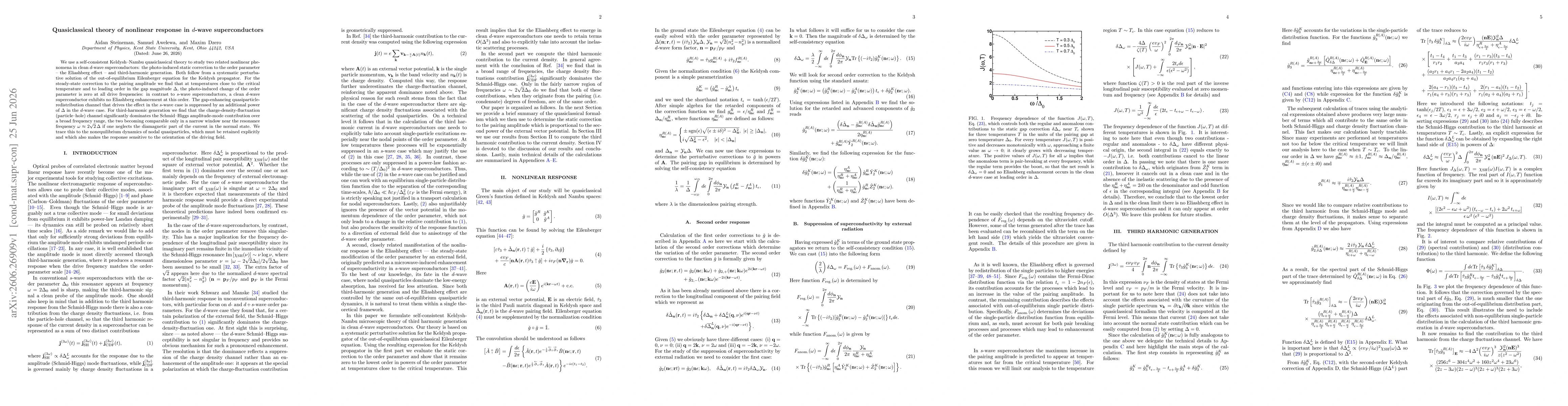 Thumbnail for Quasiclassical theory of nonlinear response in d-wave superconductors