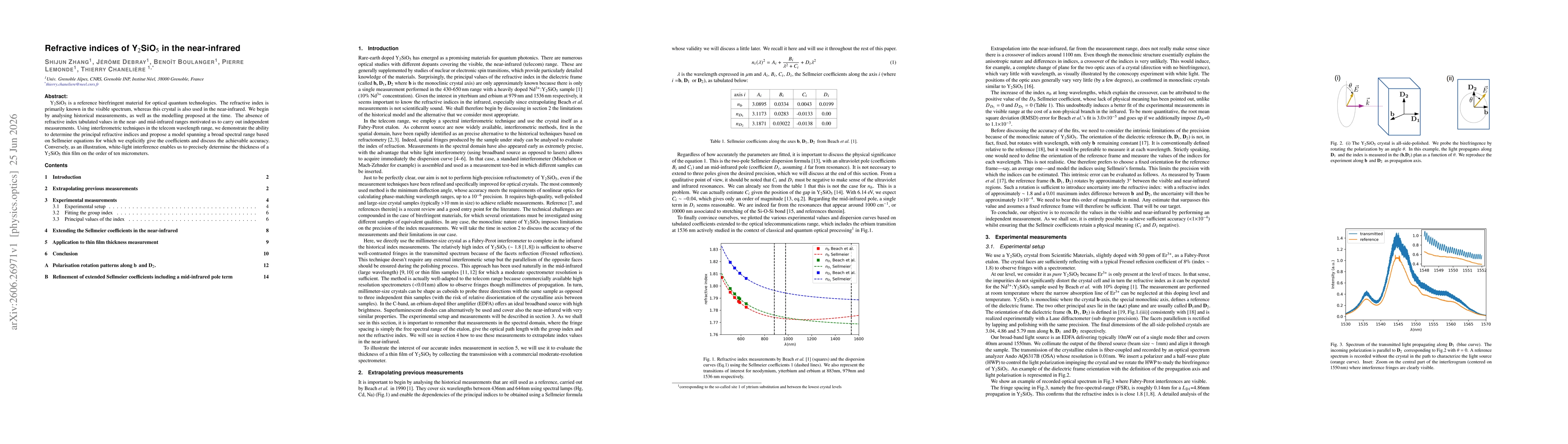 Thumbnail for Refractive indices of Y$_2$SiO$_5$ in the near-infrared