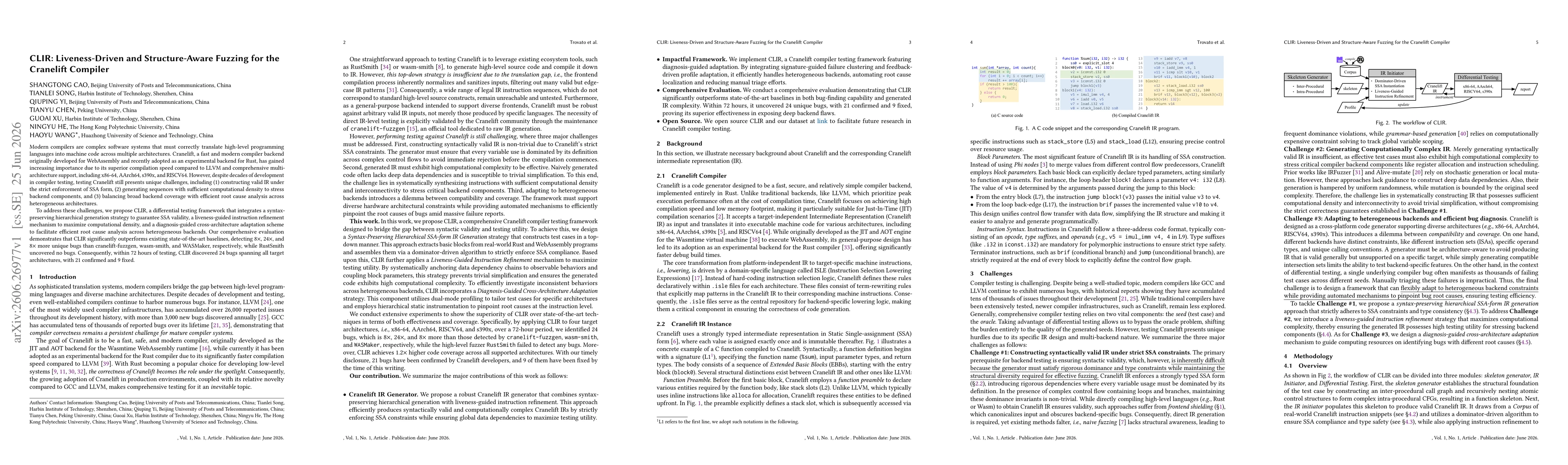 Thumbnail for CLIR: Liveness-Driven and Structure-Aware Fuzzing for the Cranelift Compiler