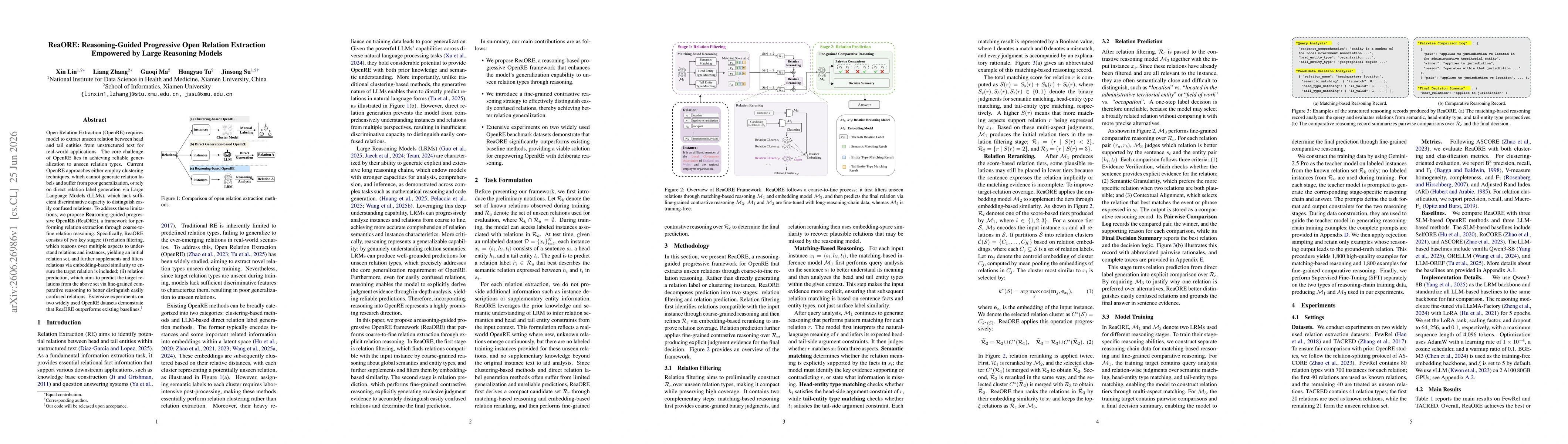 Thumbnail for ReaORE: Reasoning-Guided Progressive Open Relation Extraction Empowered by Large Reasoning Models