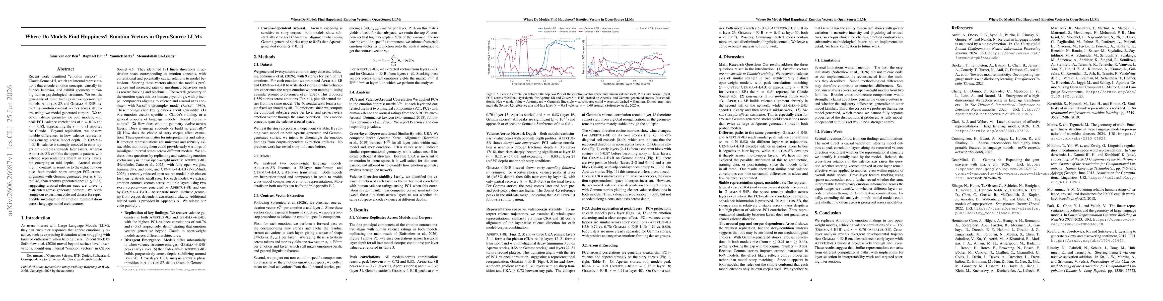 Thumbnail for Where Do Models Find Happiness? Emotion Vectors in Open-Source LLMs