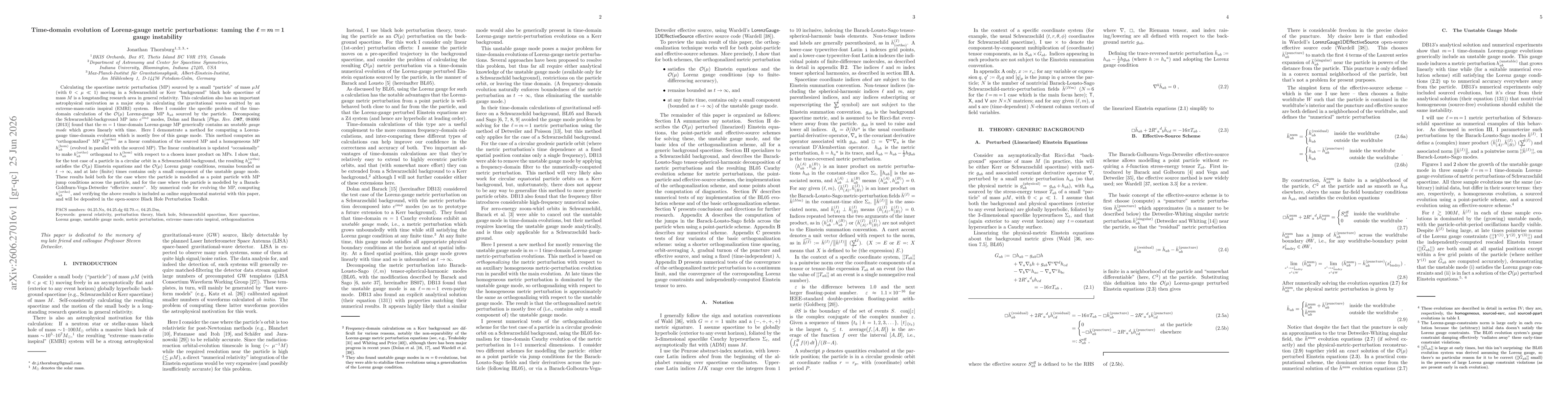 Thumbnail for Time-domain evolution of Lorenz-gauge metric perturbations: taming the $\ell=m=1$ gauge instability