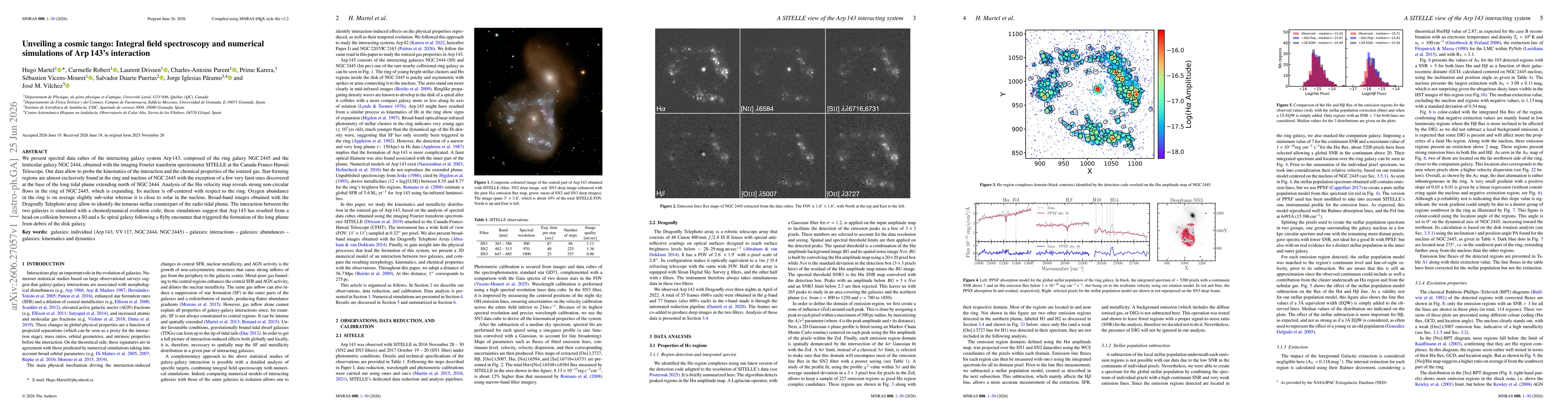 Thumbnail for Unveiling a cosmic tango: Integral field spectroscopy and numerical simulations of Arp 143's interaction
