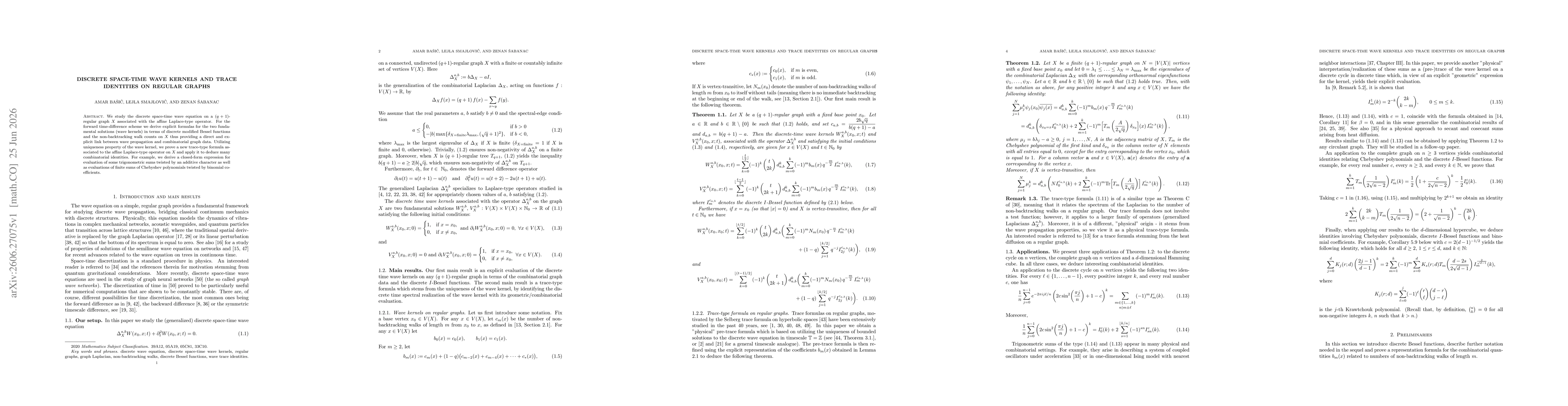 Thumbnail for Discrete Space-Time Wave Kernels and Trace Identities on Regular Graphs
