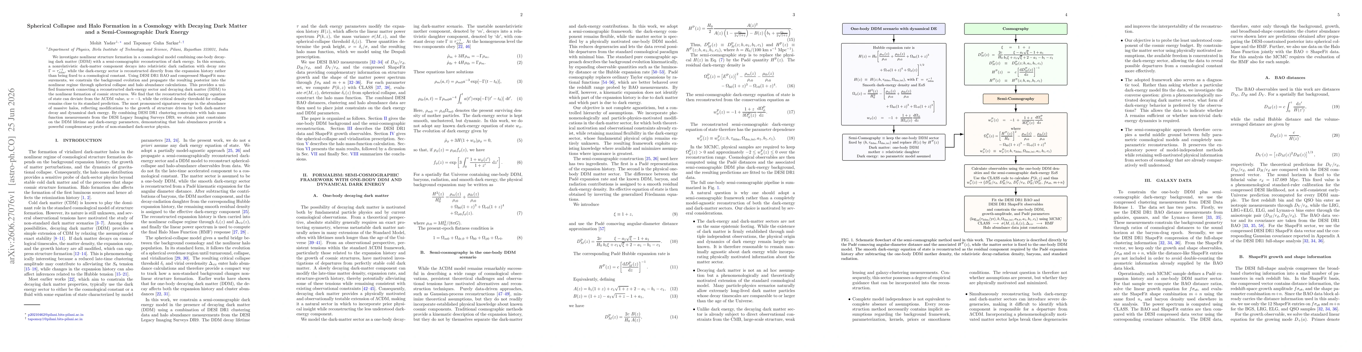 Thumbnail for Spherical Collapse and Halo Formation in a Cosmology with Decaying Dark Matter and a Semi-Cosmographic Dark Energy