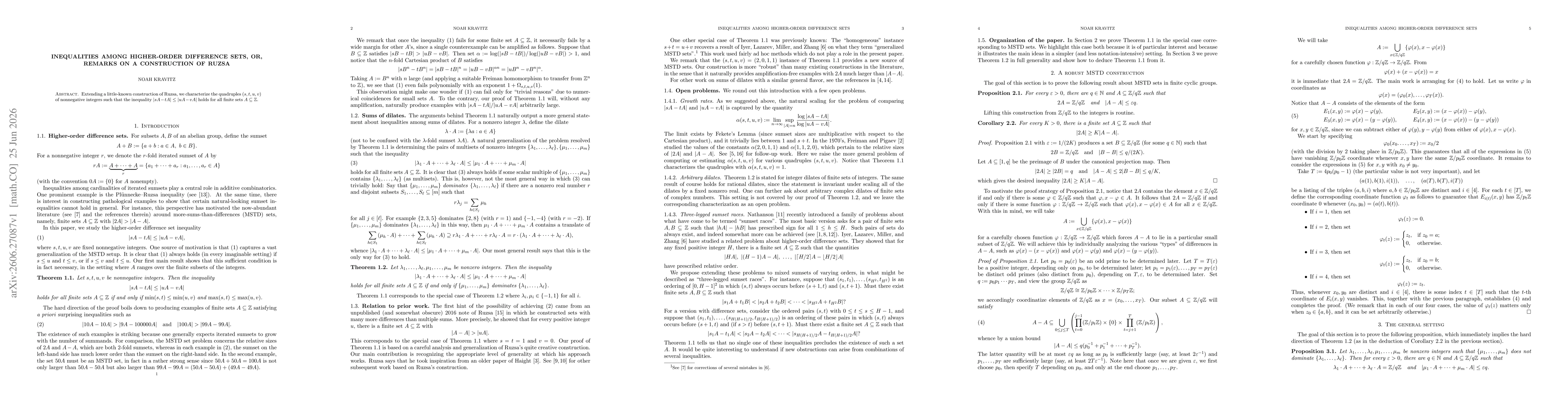Thumbnail for Inequalities among higher-order difference sets, or, remarks on a construction of Ruzsa