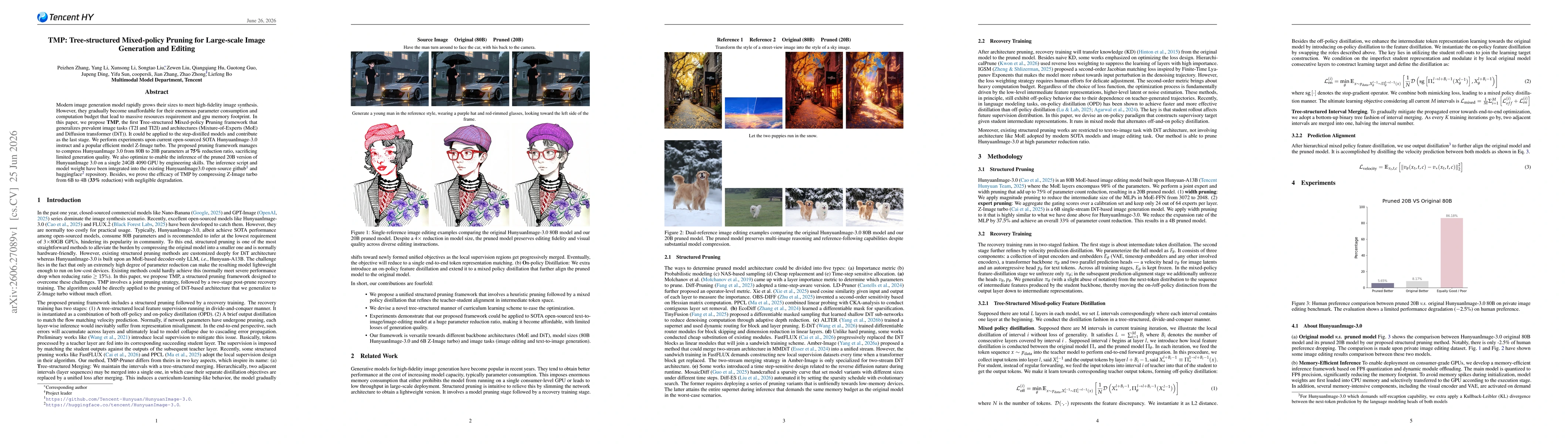 Thumbnail for TMP: Tree-structured Mixed-policy Pruning for Large-scale Image Generation and Editing