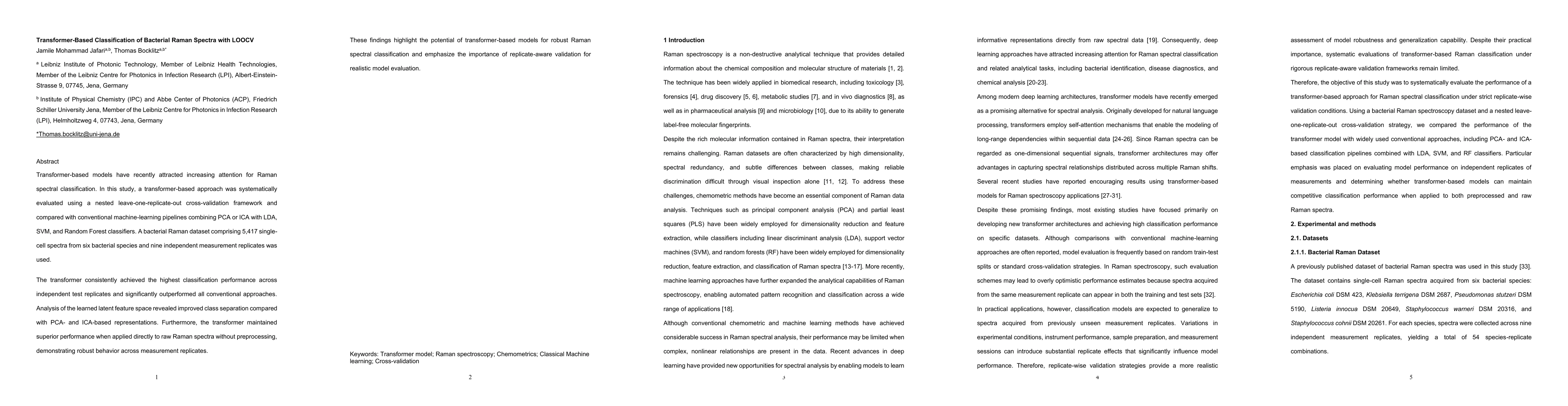 Thumbnail for Transformer-Based Classification of Bacterial Raman Spectra with LOOCV