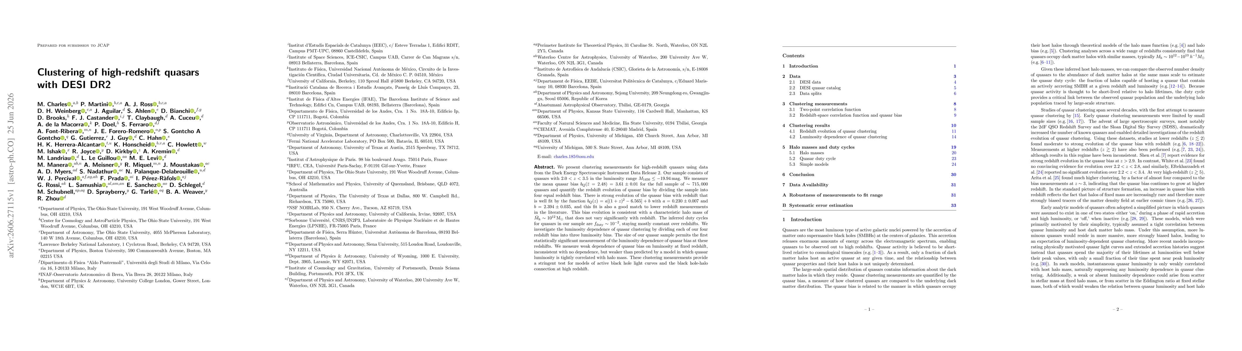Thumbnail for Clustering of high-redshift quasars with DESI DR2
