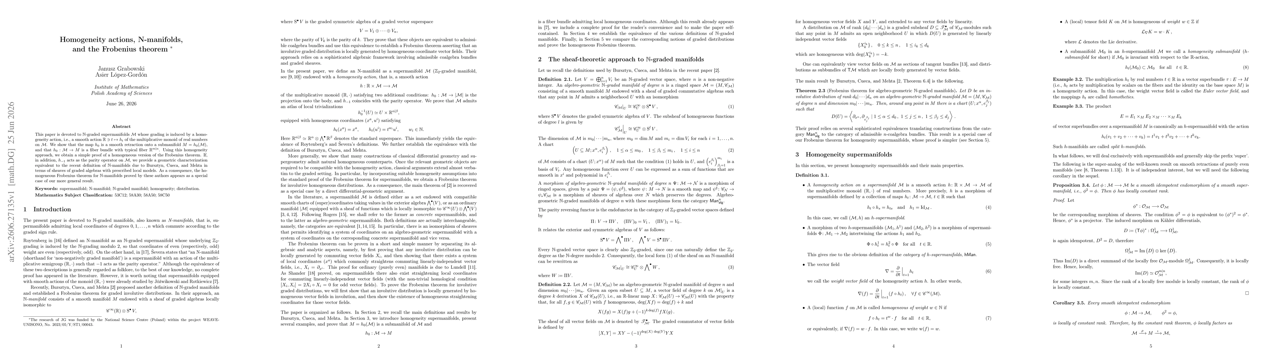 Thumbnail for Homogeneity actions, N-manifolds, and the Frobenius theorem