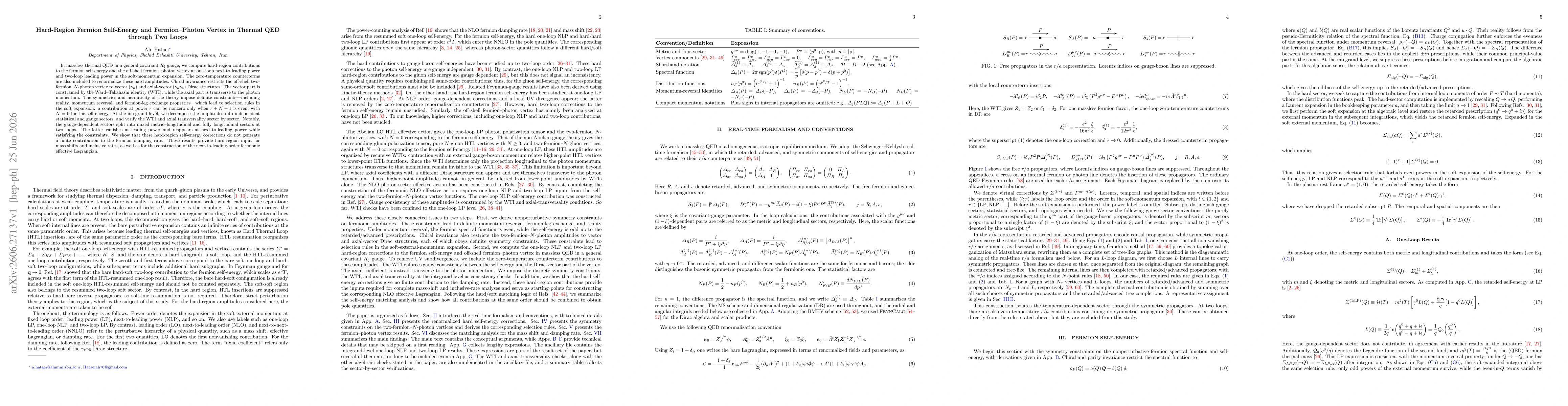 Thumbnail for Hard-Region Fermion Self-Energy and Fermion--Photon Vertex in Thermal QED through Two Loops