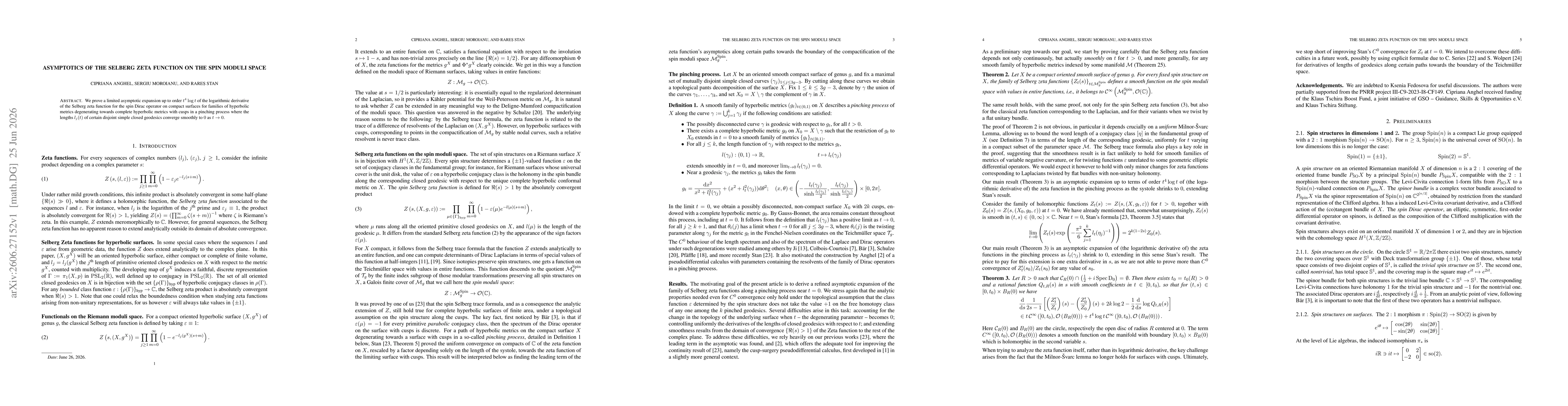 Thumbnail for Asymptotics of the Selberg Zeta function on the spin moduli space