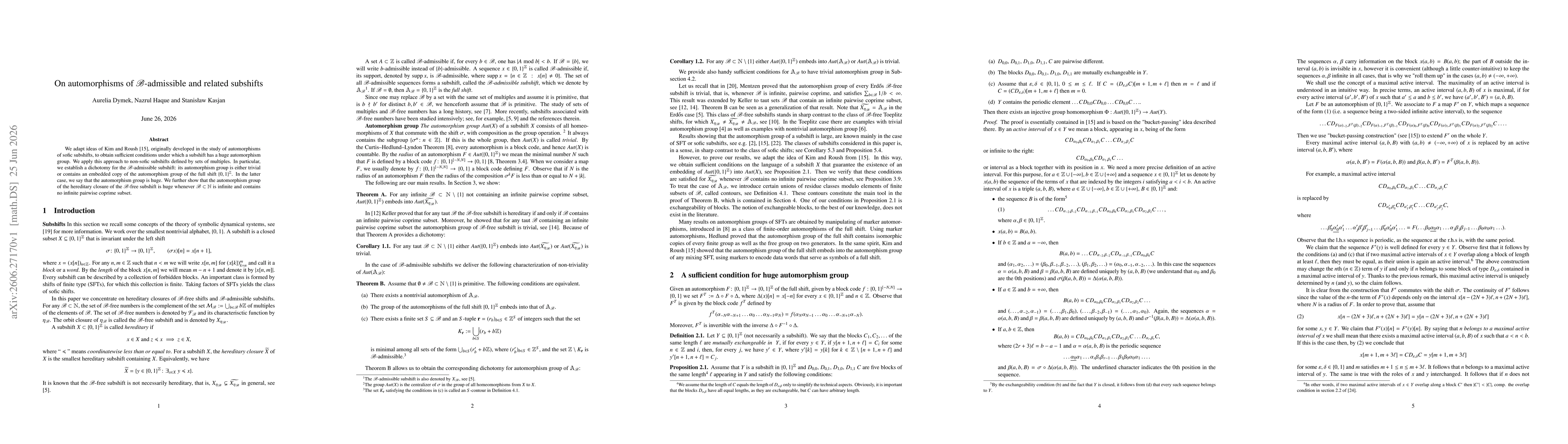 Thumbnail for On automorphisms of $\mathscr{B}$-admissible and related subshifts