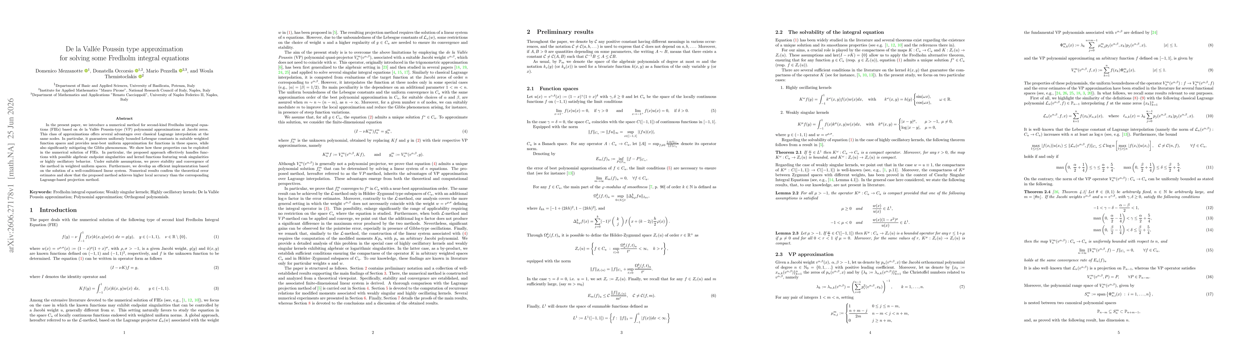 Thumbnail for De la Vallée Poussin type approximation for solving some Fredholm integral equations