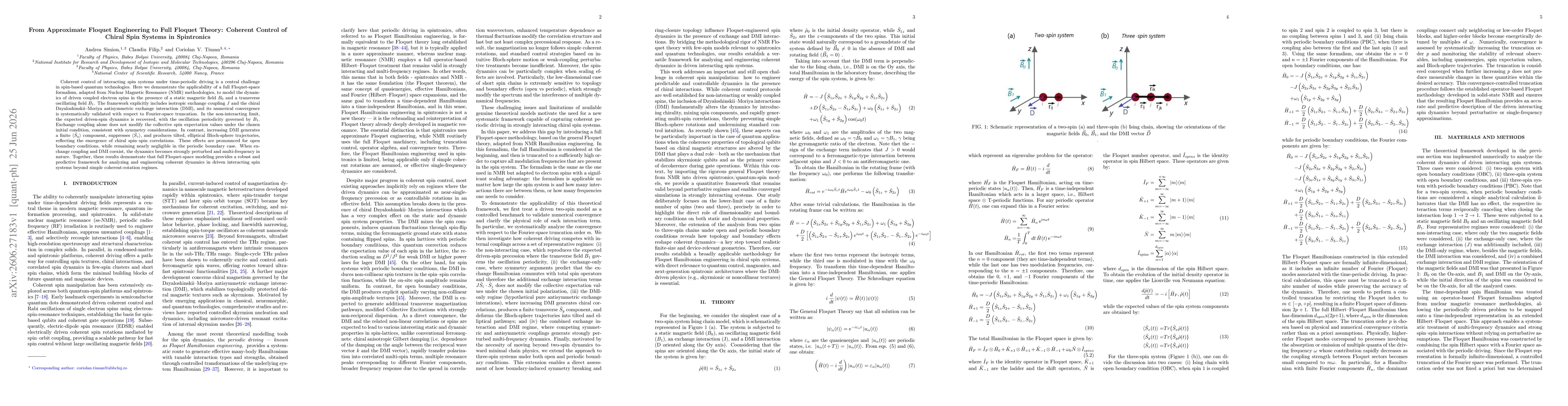 Thumbnail for From Approximate Floquet Engineering to Full Floquet Theory: Coherent Control of Chiral Spin Systems in Spintronics