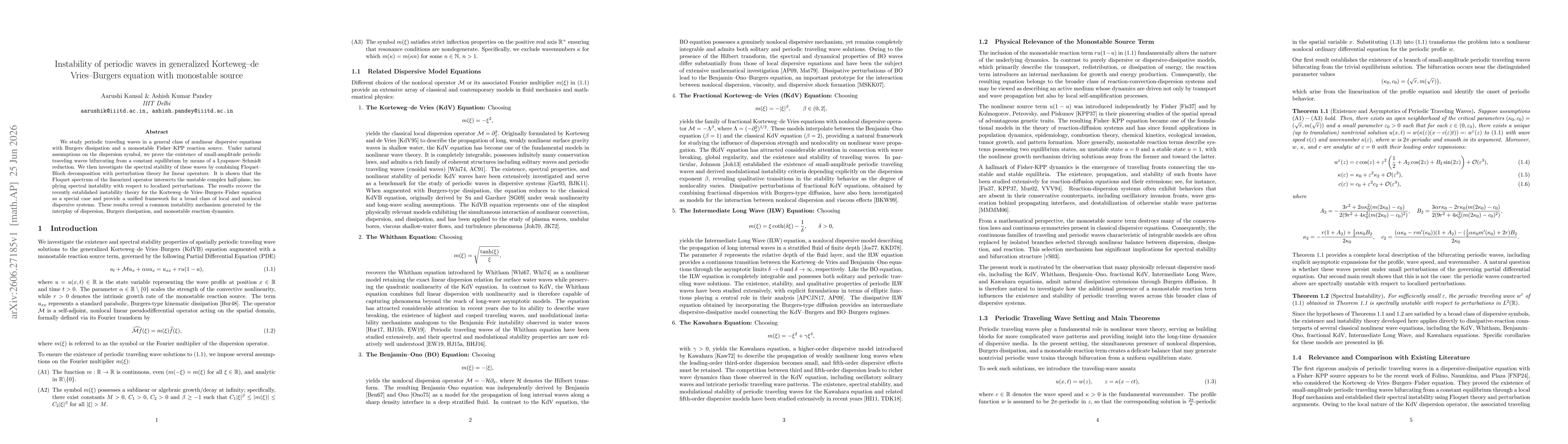 Thumbnail for Instability of periodic waves in generalized Korteweg-de Vries-Burgers equation with monostable source