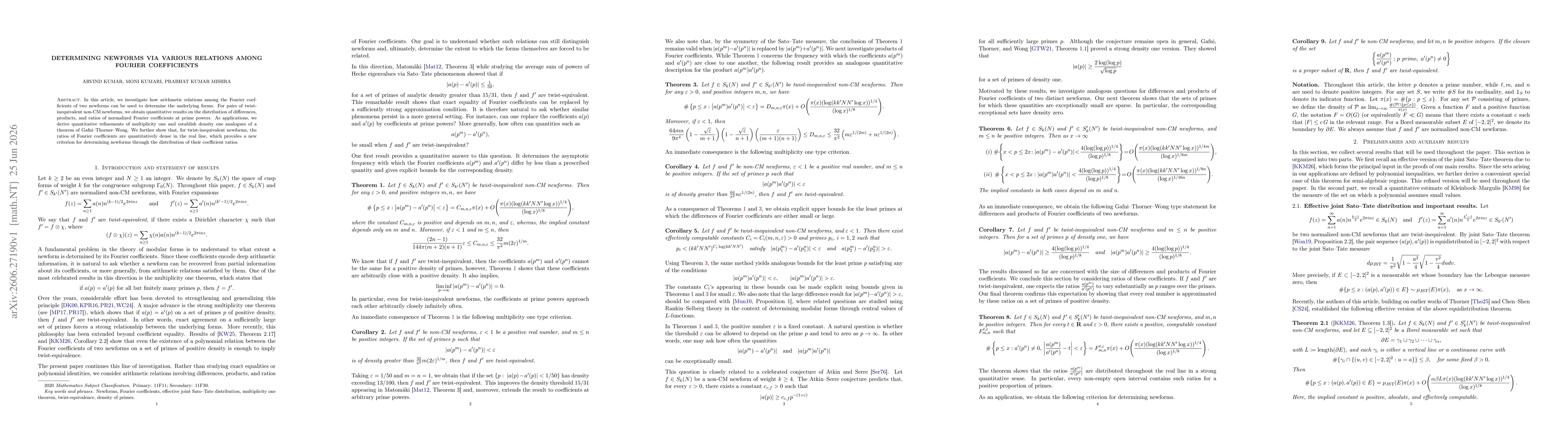 Thumbnail for Determining Newforms via various relations among Fourier Coefficients