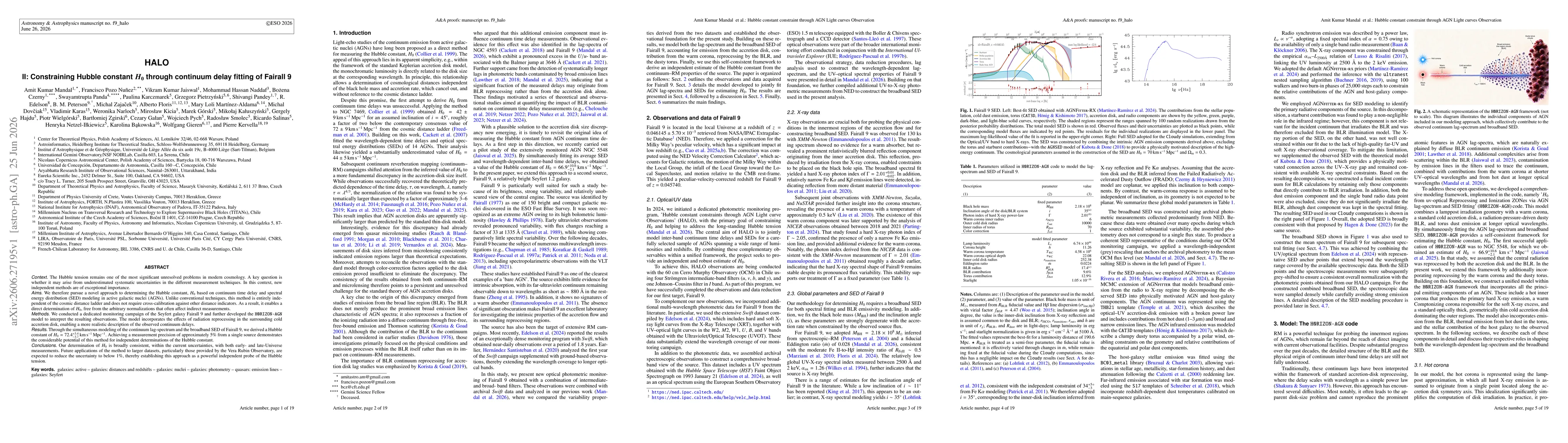 Thumbnail for HALO II: Constraining Hubble constant $H_{0}$ through continuum delay fitting of Fairall 9