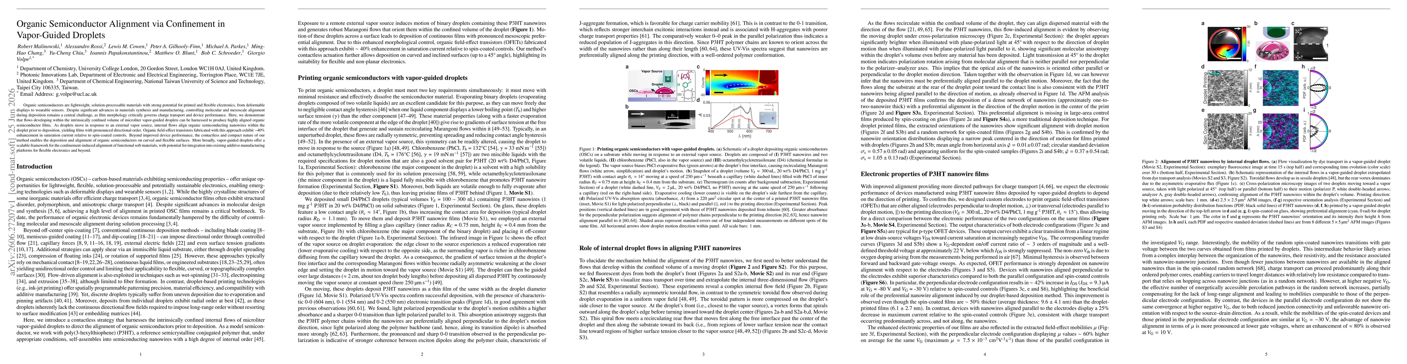 Thumbnail for Organic Semiconductor Alignment via Confinement in Vapor-Guided Droplets