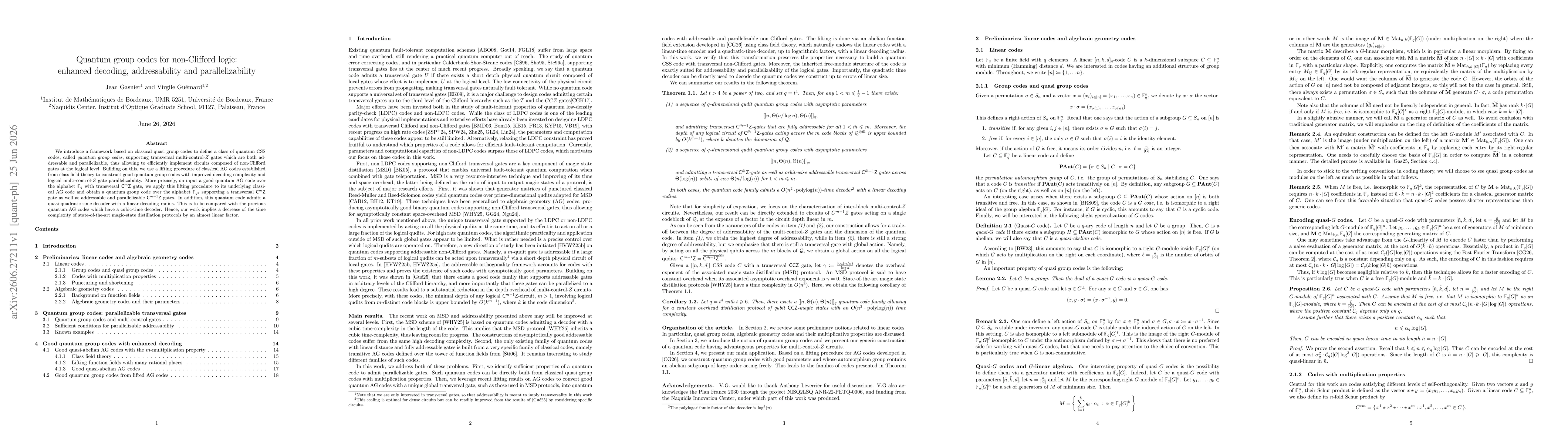 Thumbnail for Quantum group codes for non-Clifford logic: enhanced decoding, addressability and parallelizability