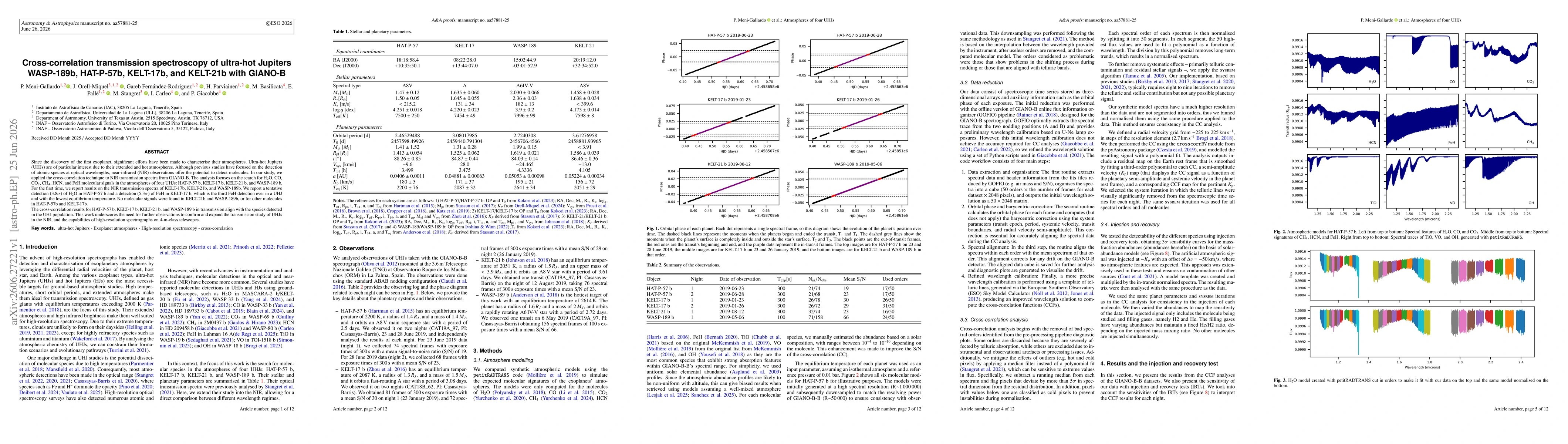 Thumbnail for Cross-correlation transmission spectroscopy of ultra-hot Jupiters WASP-189b, HAT-P-57b, KELT-17b, and KELT-21b with GIANO-B