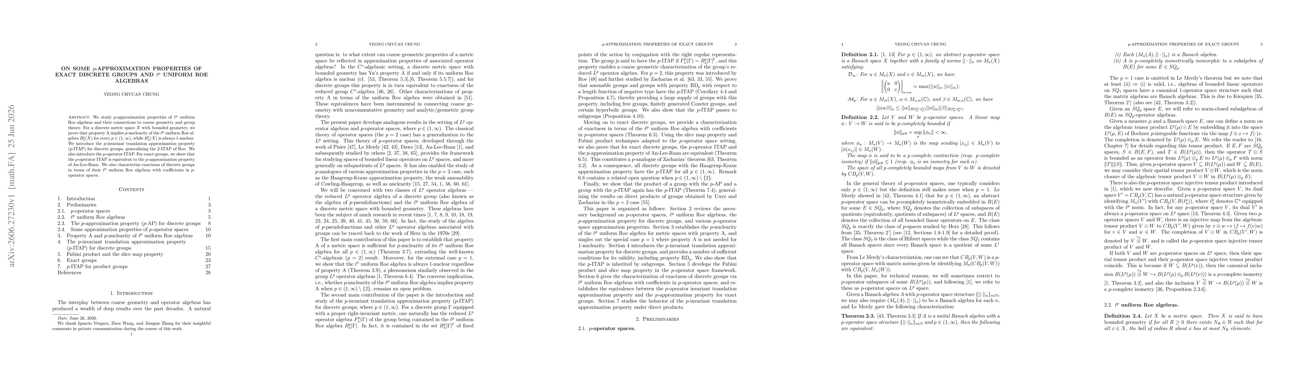 Thumbnail for On some $p$-approximation properties of exact discrete groups and $\ell^p$ uniform Roe algebras