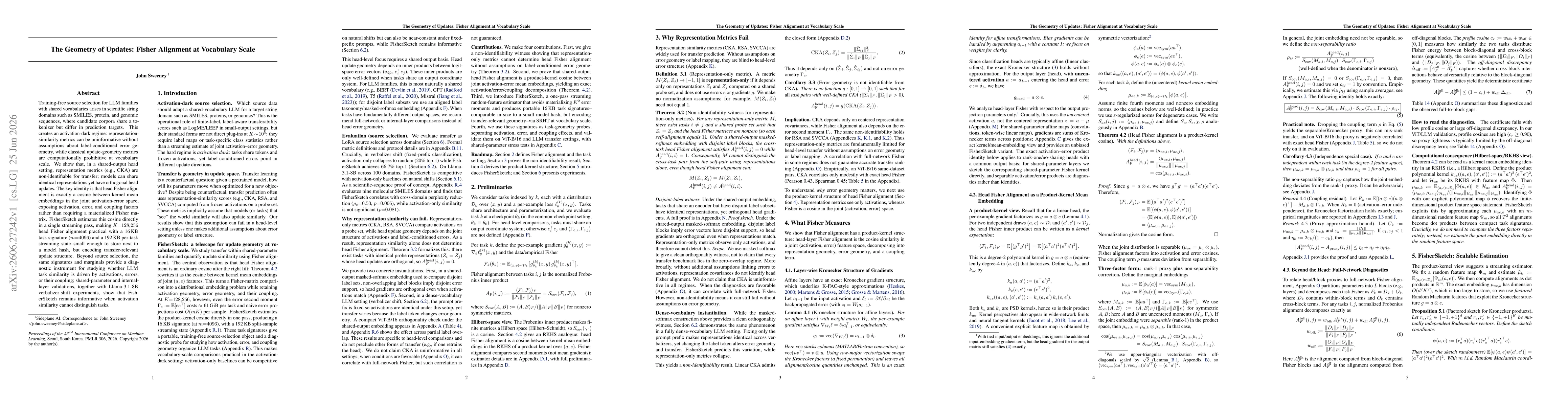 Thumbnail for The Geometry of Updates: Fisher Alignment at Vocabulary Scale