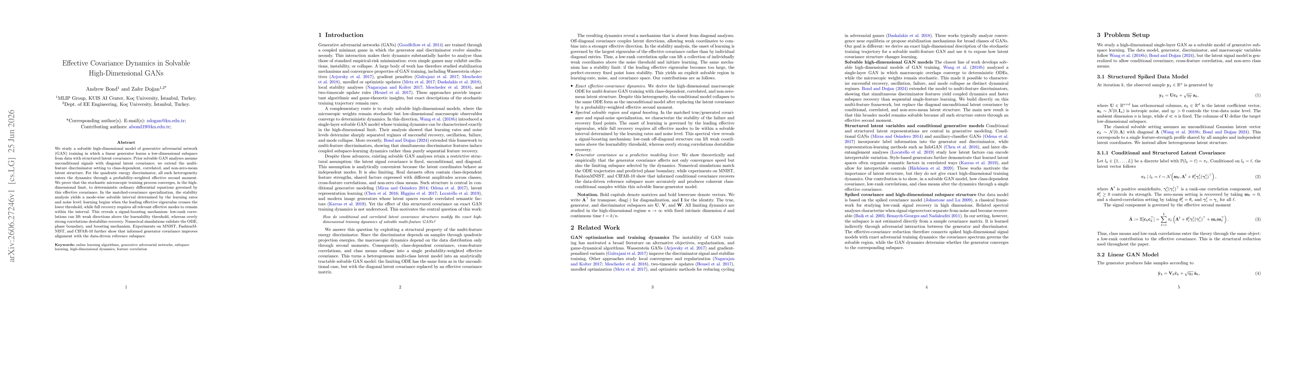 Thumbnail for Effective Covariance Dynamics in Solvable High-Dimensional GANs