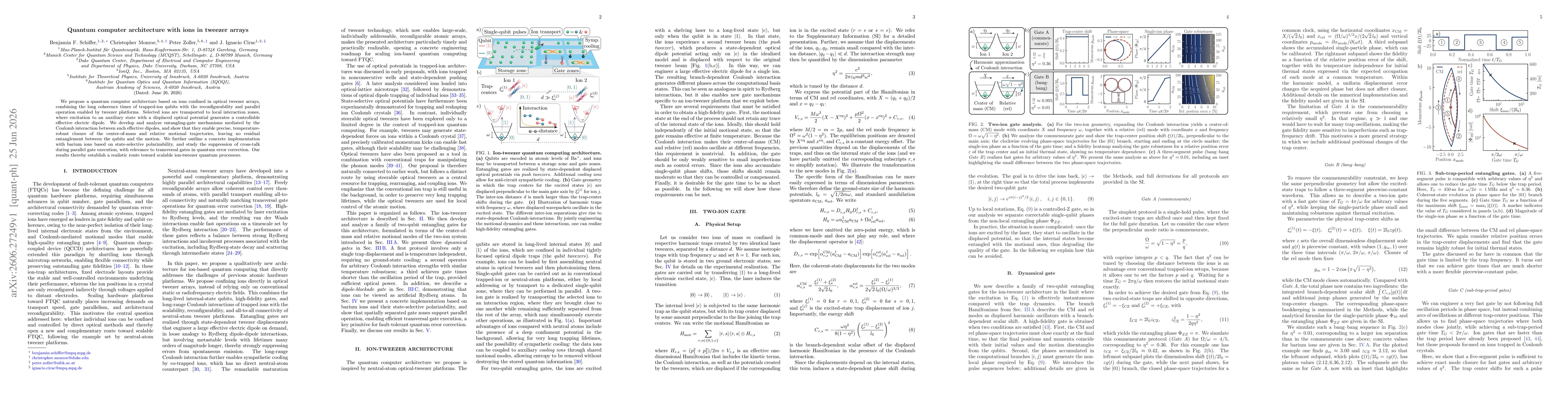 Thumbnail for Quantum computer architecture with ions in tweezer arrays