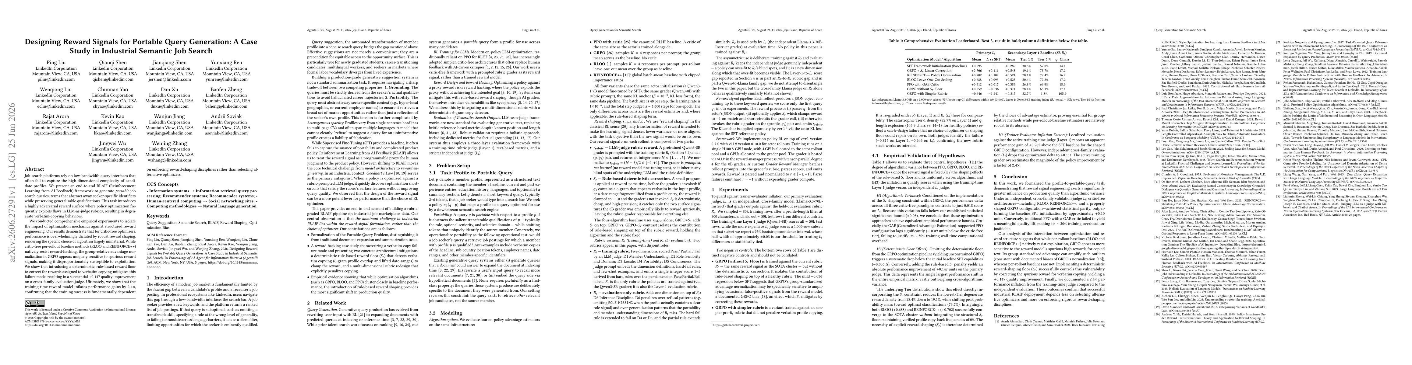 Thumbnail for Designing Reward Signals for Portable Query Generation: A Case Study in Industrial Semantic Job Search