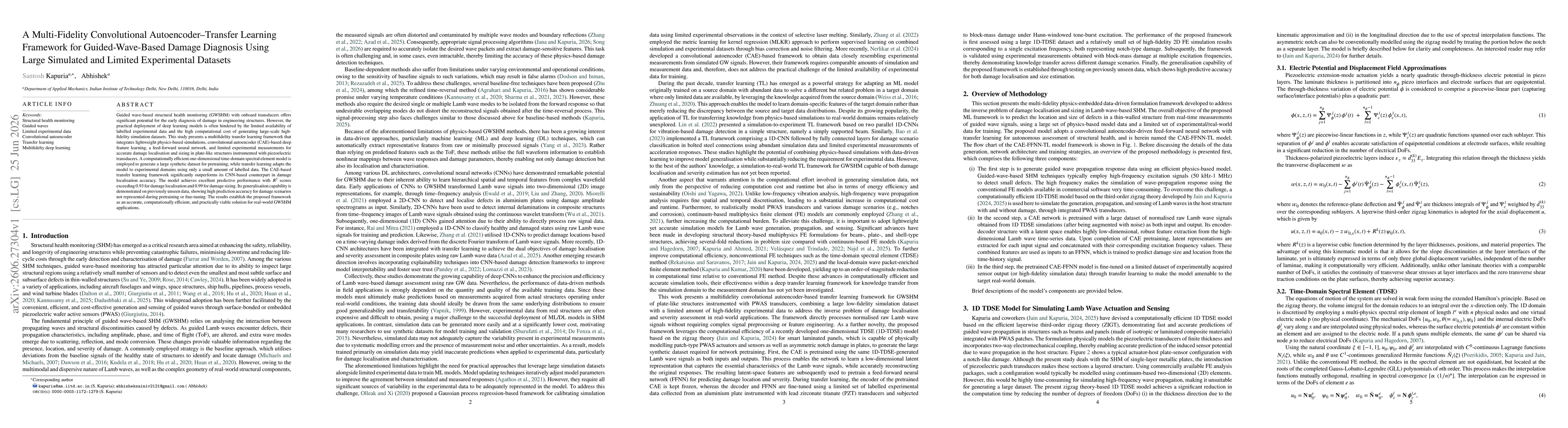 Thumbnail for A Multi-Fidelity Convolutional Autoencoder-Transfer Learning Framework for Guided-Wave-Based Damage Diagnosis Using Large Simulated and Limited Experimental Datasets