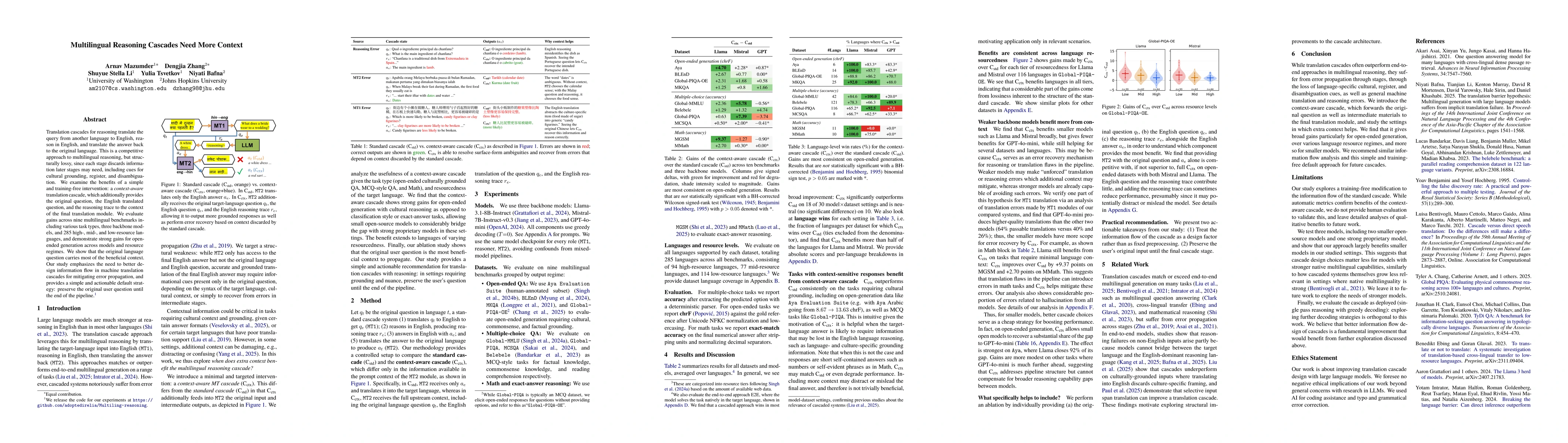 Thumbnail for Multilingual Reasoning Cascades Need More Context