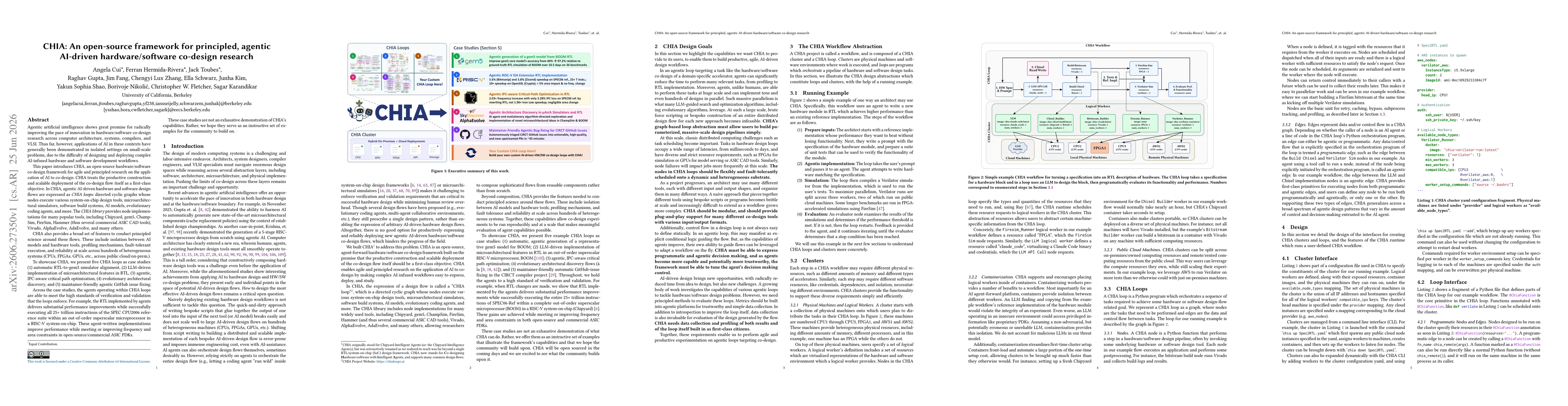 Thumbnail for CHIA: An open-source framework for principled, agentic AI-driven hardware/software co-design research