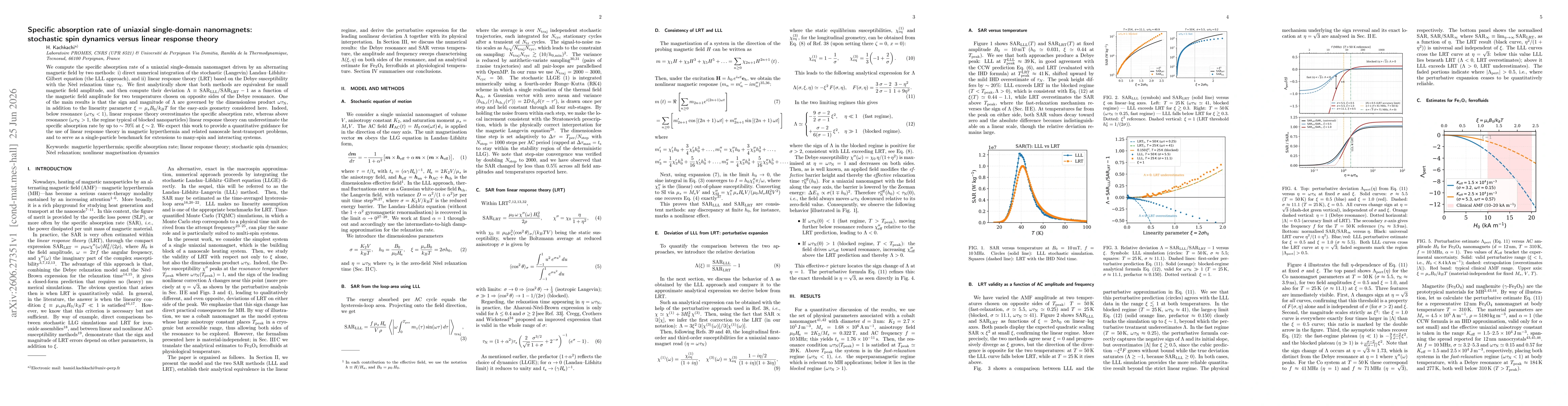 Thumbnail for Specific absorption rate of uniaxial single-domain nanomagnets: stochastic spin dynamics versus linear response theory