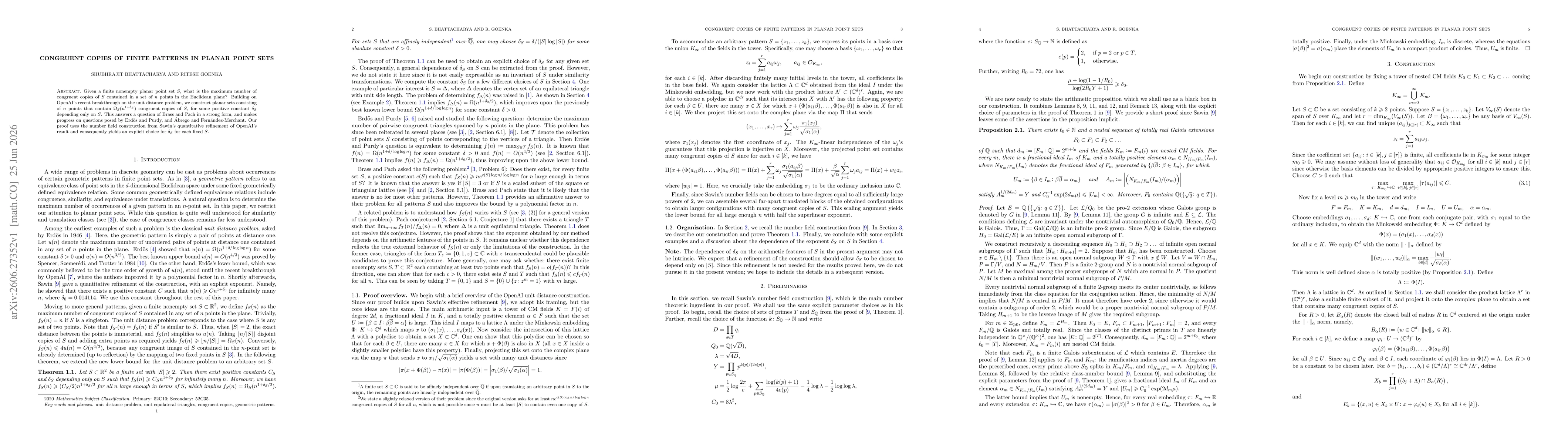 Thumbnail for Congruent copies of finite patterns in planar point sets