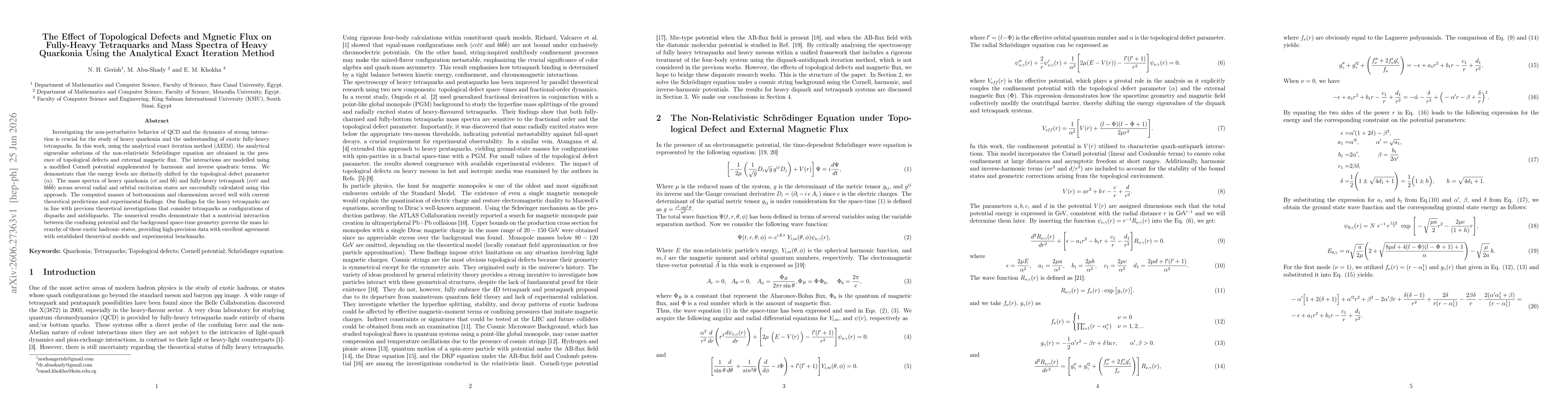 Thumbnail for The Effect of Topological Defects and Magnetic Flux on Fully-Heavy Tetraquarks and Mass Spectra of Heavy Quarkonia Using the Analytical Exact Iteration Method