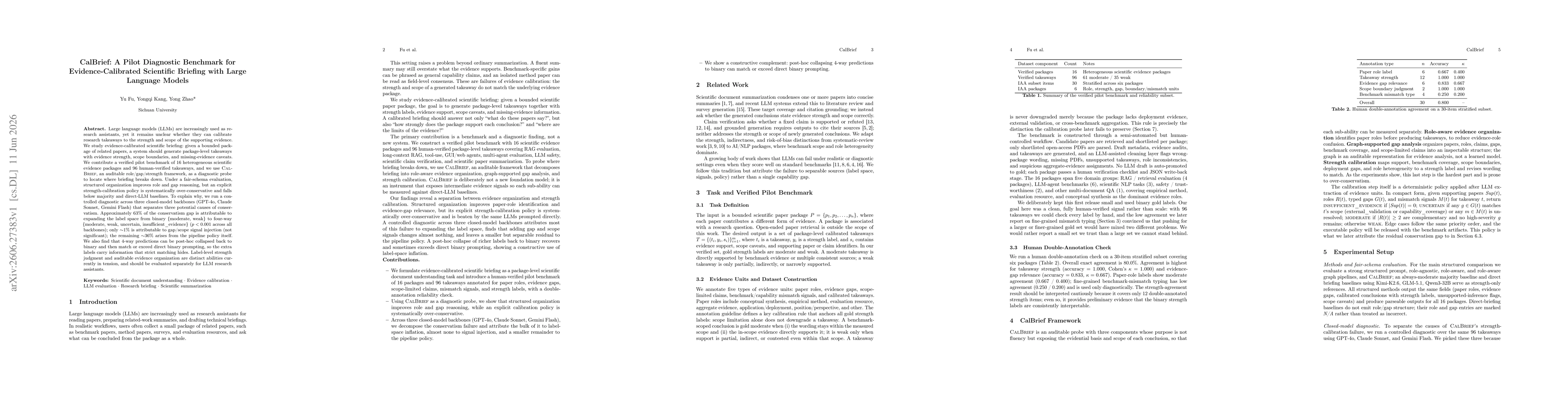Thumbnail for CalBrief: A Pilot Diagnostic Benchmark for Evidence-Calibrated Scientific Briefing with Large Language Models