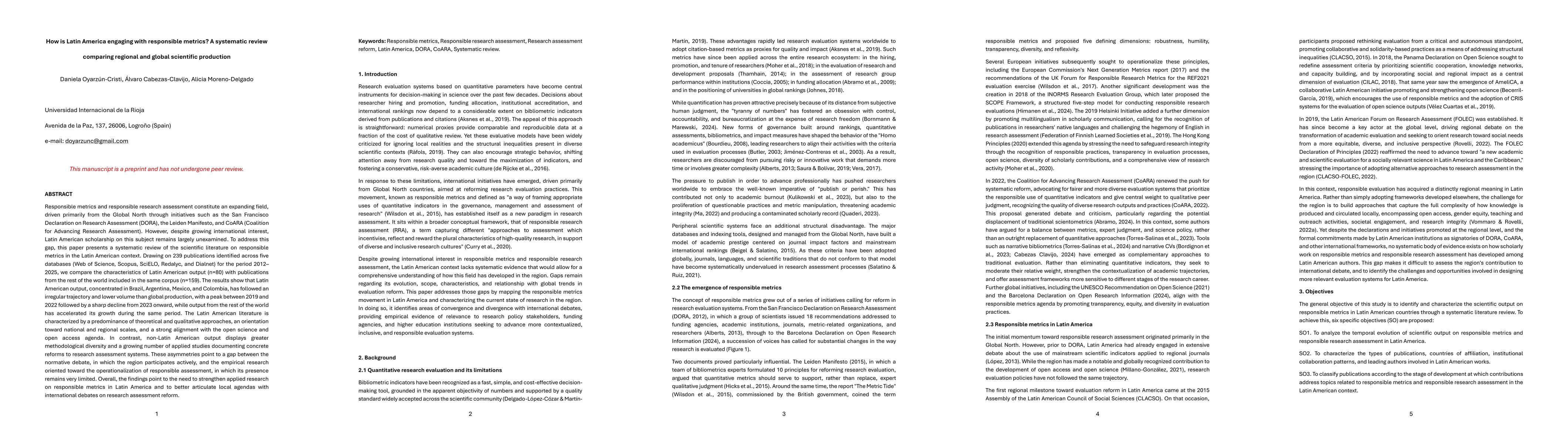Thumbnail for How is Latin America engaging with responsible metrics? A systematic review comparing regional and global scientific production