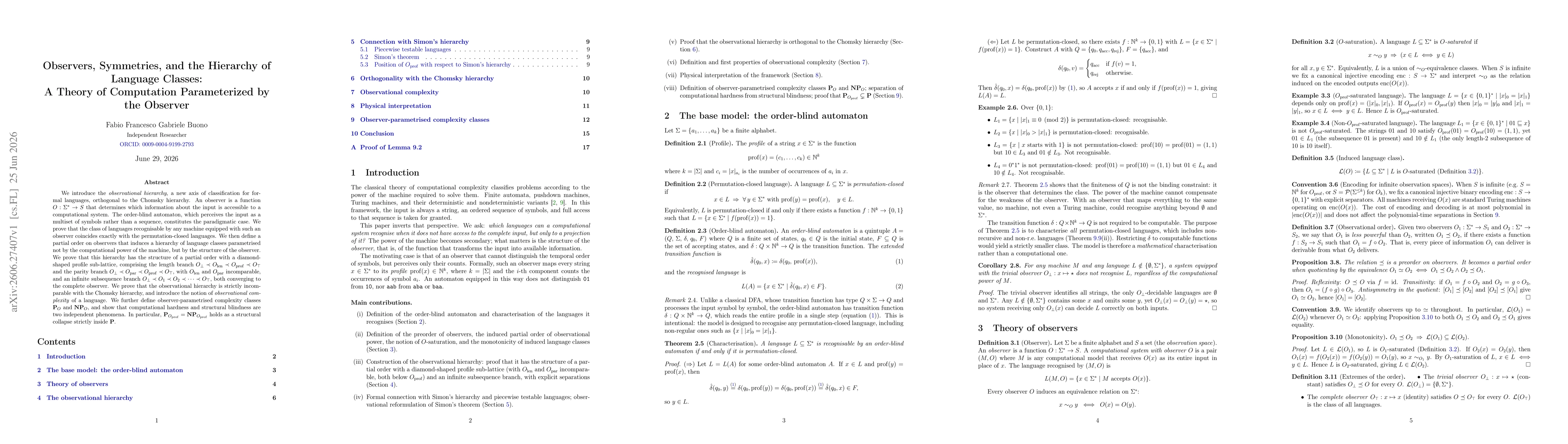 Thumbnail for Observers, Symmetries, and the Hierarchy of Language Classes: A Theory of Computation Parameterized by the Observer