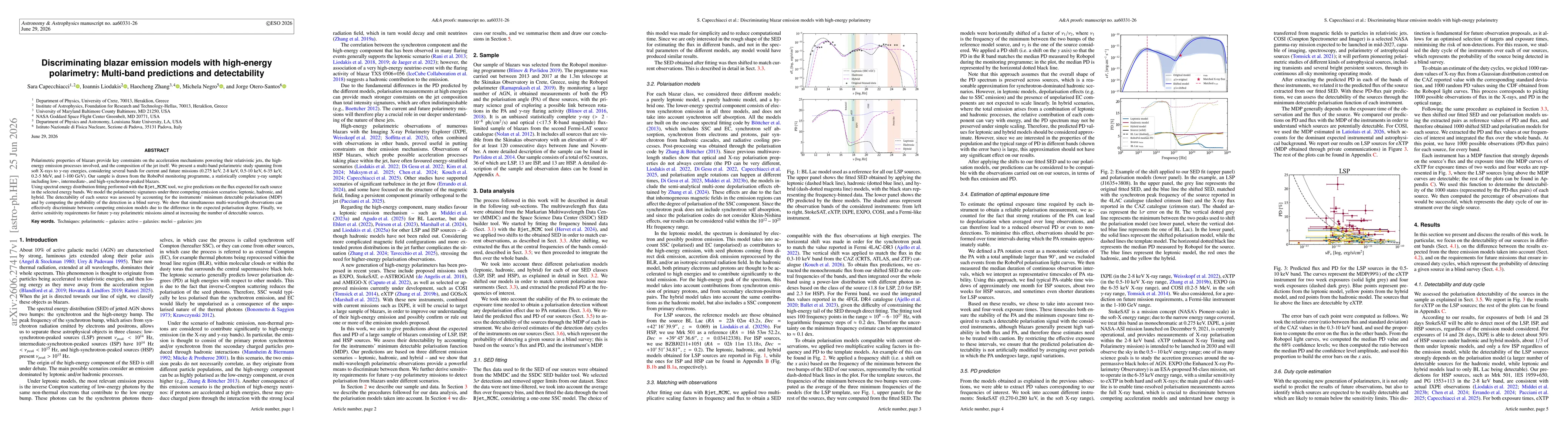 Thumbnail for Discriminating blazar emission models with high-energy polarimetry: Multi-band predictions and detectability