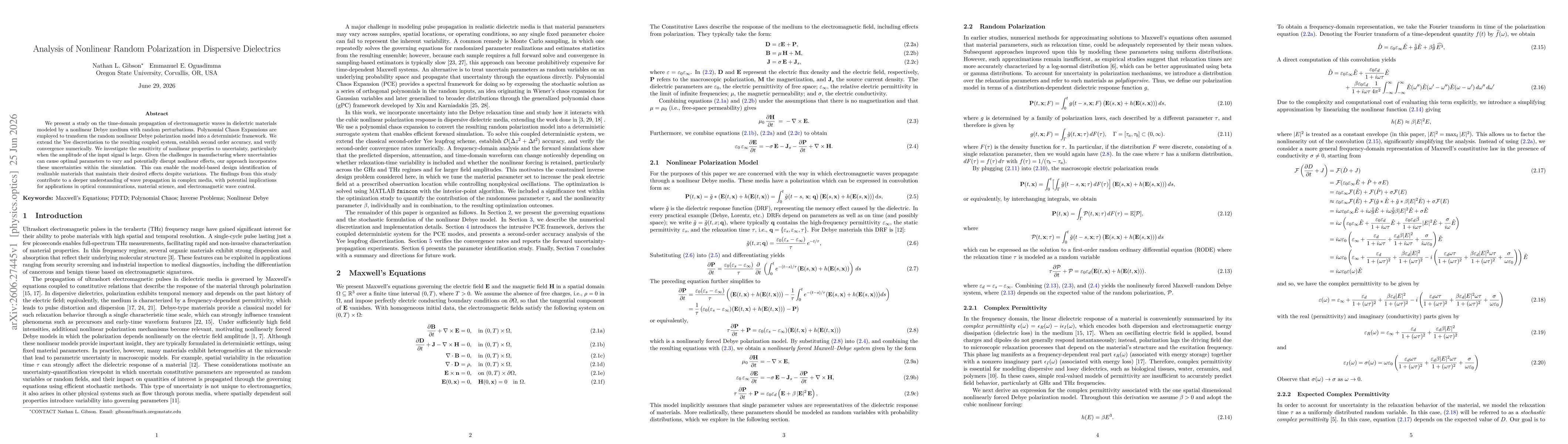 Thumbnail for Analysis of Nonlinear Random Polarization in Dispersive Dielectrics