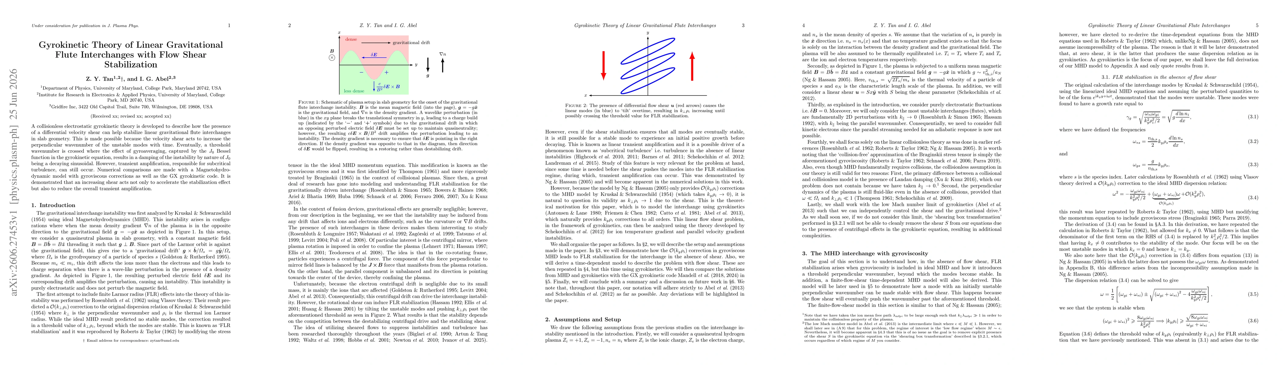 Thumbnail for Gyrokinetic Theory of Linear Gravitational Flute Interchanges with Flow Shear Stabilization