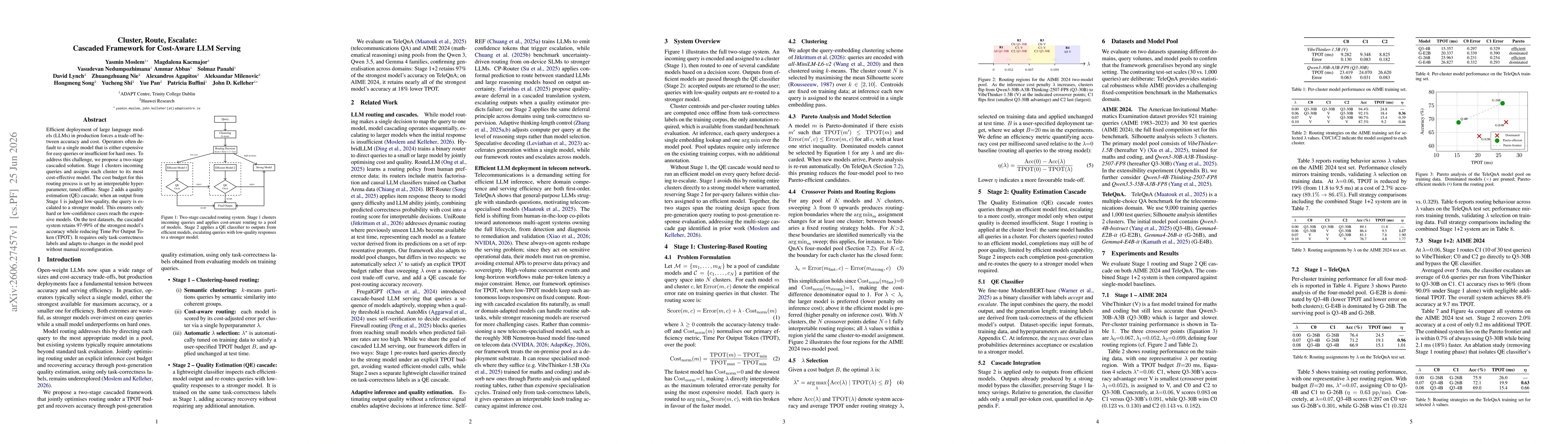 Thumbnail for Cluster, Route, Escalate: Cascaded Framework for Cost-Aware LLM Serving